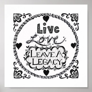 Live Love laat een ouderwets afdrukken Poster
