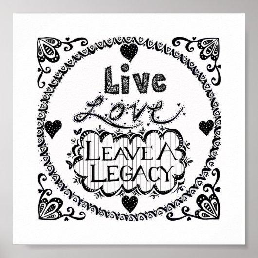Live Love laat een ouderwets afdrukken Poster (Voorkant)