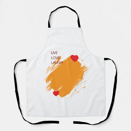 Live Love Lach Geel abstract Rood Hart Schort (Voorkant)