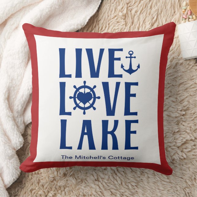 Live Love Lake - Nautical Boat Lakehouse Kussen (Deken)