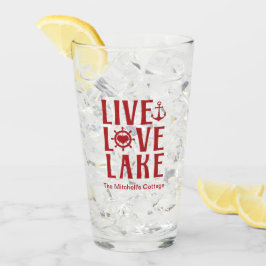 Live Love Lake - Nautical Valentijnsdag Glas