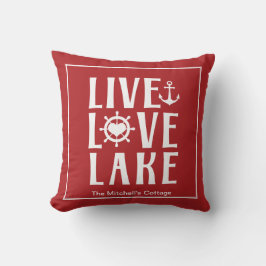Live Love Lake - Zeeboot Valentijnsdag Kussen