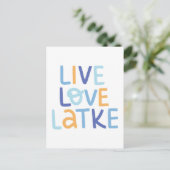 Live Love Latke Hanukkah Design Briefkaart (Staand voorkant)
