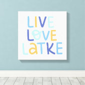 Live Love Latke Hanukkah Design Canvas Afdruk (Insitu (Houten vloer))