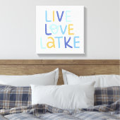 Live Love Latke Hanukkah Design Canvas Afdruk (Insitu (Slaapkamer))