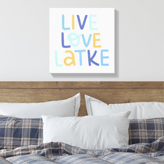 Live Love Latke Hanukkah Design Canvas Afdruk (Insitu (Slaapkamer))