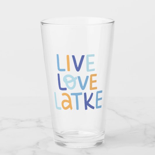 Live Love Latke Hanukkah Design Glas (Voorkant)