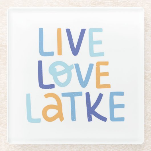 Live Love Latke Hanukkah Design Glazen Onderzetter (Voorkant)