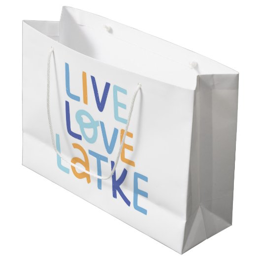 Live Love Latke Hanukkah Design Groot Cadeauzakje (Voorkant Gekanteld)