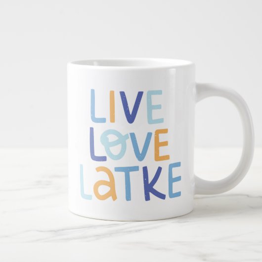 Live Love Latke Hanukkah Design Grote Koffiekop (Rechts)