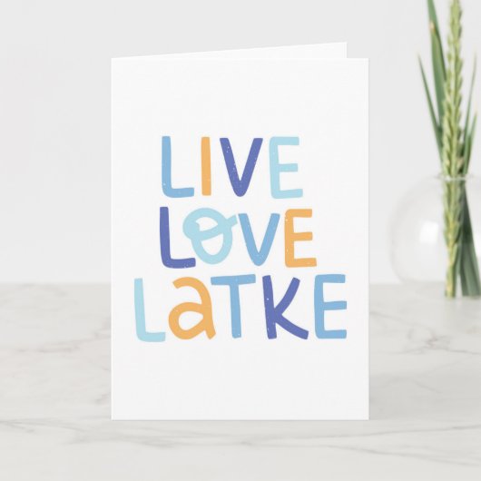 Live Love Latke Hanukkah Design Kaart (Voorkant)