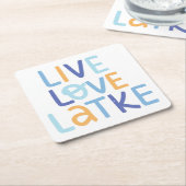Live Love Latke Hanukkah Design Kartonnen Onderzetters (Schuin)