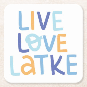 Live Love Latke Hanukkah Design Kartonnen Onderzetters
