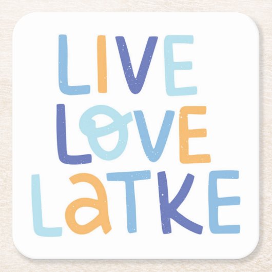Live Love Latke Hanukkah Design Kartonnen Onderzetters (Voorkant)