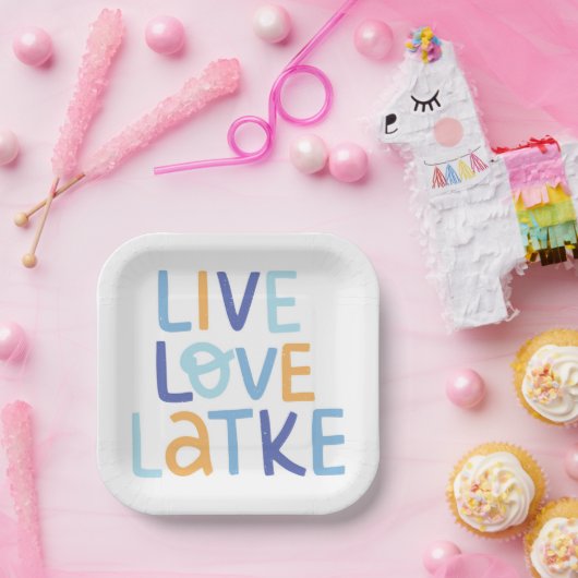 Live Love Latke Hanukkah Design Papieren Bordje (Feest)