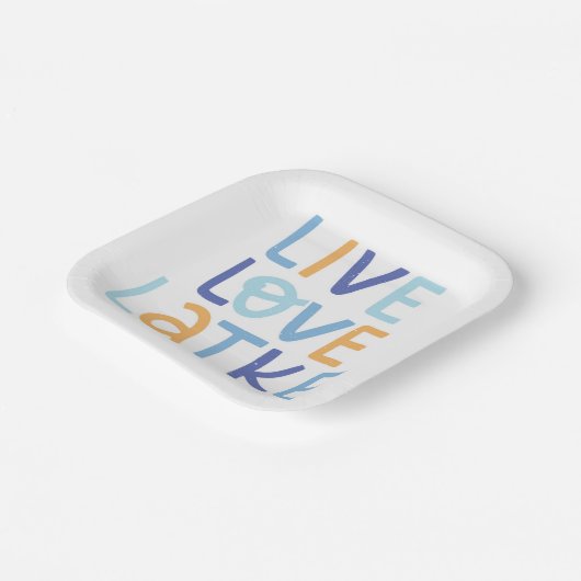 Live Love Latke Hanukkah Design Papieren Bordje (Gebogen)