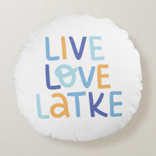 Live Love Latke Hanukkah Design Rond Kussen