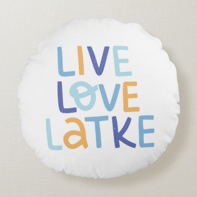 Live Love Latke Hanukkah Design Rond Kussen (Voorkant)