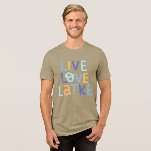 Live Love Latke Hanukkah Design Tri-Blend Shirt (Voorkant volledig)
