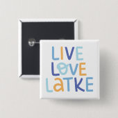 Live Love Latke Hanukkah Design Vierkante Button 5,1 Cm (Voorkant /achterkant)