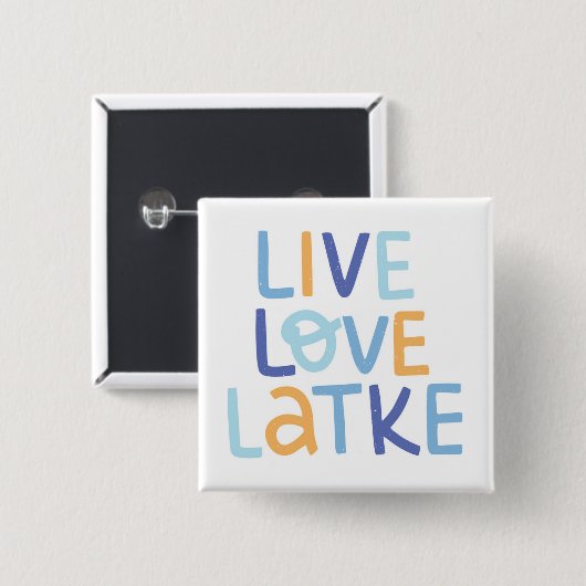 Live Love Latke Hanukkah Design Vierkante Button 5,1 Cm (Voorkant /achterkant)