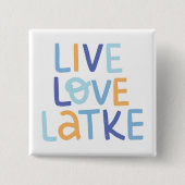 Live Love Latke Hanukkah Design Vierkante Button 5,1 Cm (Voorkant)