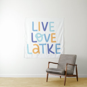 Live Love Latke Hanukkah Design Wandkleed