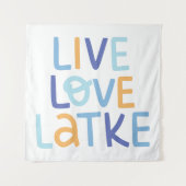 Live Love Latke Hanukkah Design Wandkleed (Voorkant)