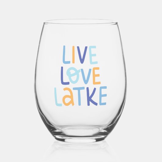 Live Love Latke Hanukkah Design Wijnglas Zonder Voet (Voorkant)