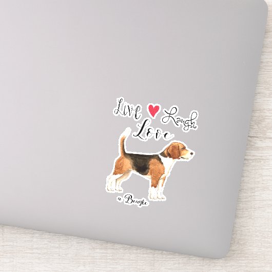 Live Love Laugh Beagle Vinyl Sticker (Detail)