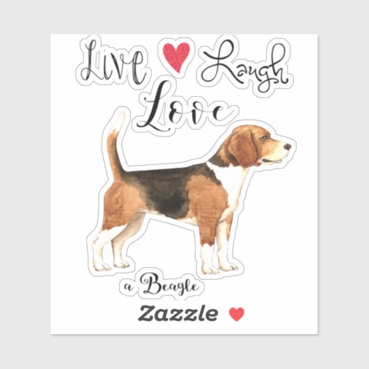Live Love Laugh Beagle Vinyl Sticker (Vel)