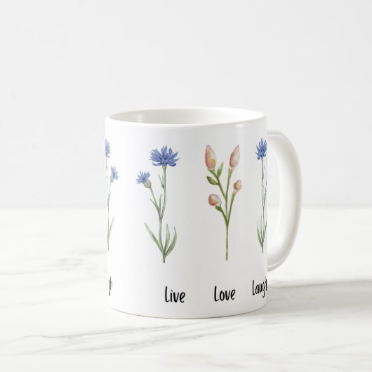 Live Love Laugh Bloemen Keramische Mok (Voorkant rechts)