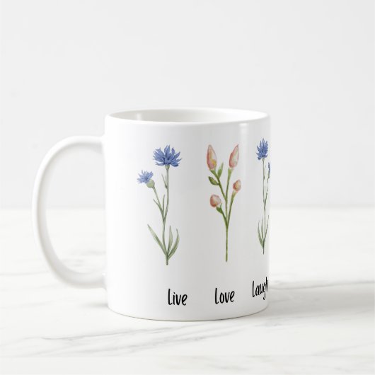 Live Love Laugh Bloemen Keramische Mok (Links)