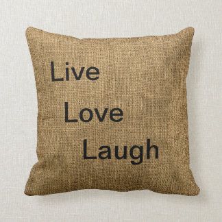 Live, Love, Laugh burlap kussen