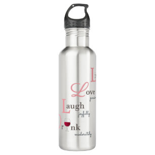 Live Love Laugh Drink Rode wijn Waterfles