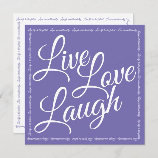Live Love Laugh Elegant White Script Paars Kaart (Voorkant / Achterkant)