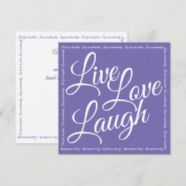 Live Love Laugh Elegant White Script Paars Kaart