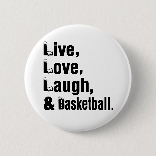 Live Love Laugh en Basketball Ronde Button 5,7 Cm (Voorkant)