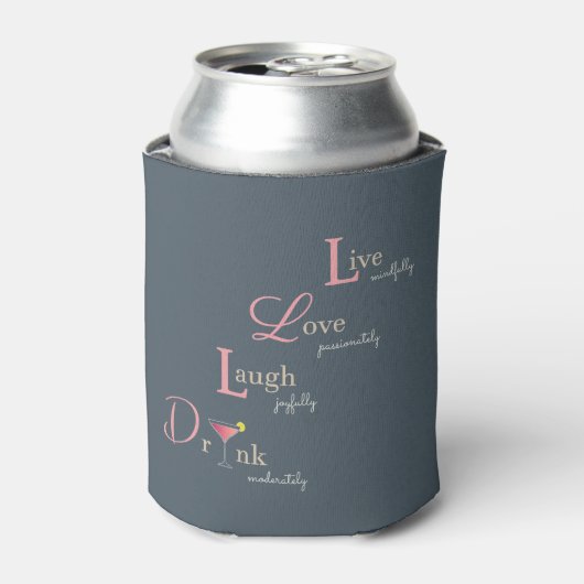 Live Love Laugh en Drink cocktail Blikjeskoeler (Blikje Voorkant)