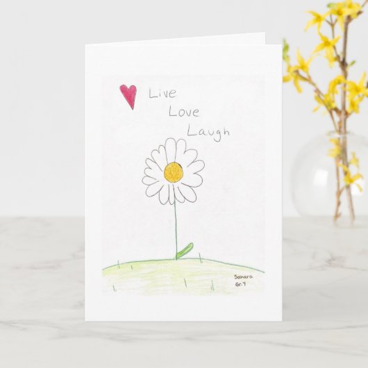 "Live, Love, Laugh" Folded Wenskaart Kaart (Gele Bloem)
