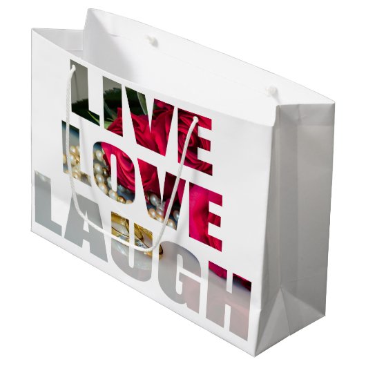 Live Love Laugh Gift Bag Large Cadeautasje (Voorkant Gekanteld)