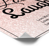 Live Love Laugh Girly Roos Gold Glitter Typografie Poster (Hoek)