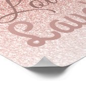 Live Love Laugh Girly Roos Gold Glitter Typografie Poster (Hoek)