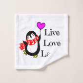 Live, Love, Laugh Happy Penguin Bad Handdoek (Wasdoekje)