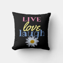 Live Love Laugh leuk kleurrijk zwart Sierkussen