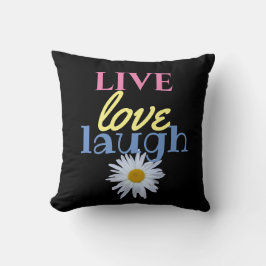 Live Love Laugh leuk kleurrijk zwart Sierkussen