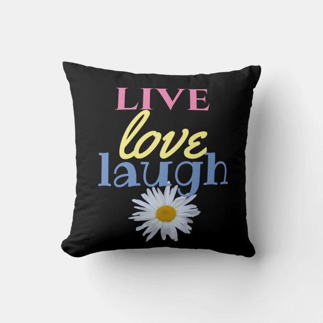 Live Love Laugh leuk kleurrijk zwart Sierkussen (Voorkant)