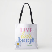 Live Love Laugh leuke kleurrijke White Canvas tas (Voorkant)