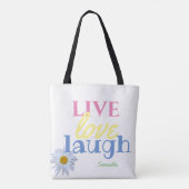 Live Love Laugh leuke kleurrijke White Canvas tas (Achterkant)
