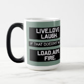 Live Love Laugh Load Aim Fire Grafisch Ontwerp Magische Mok (Links)